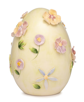 Lamart XL Egg Decoration with Green Flowers in Porcelain H20 cm