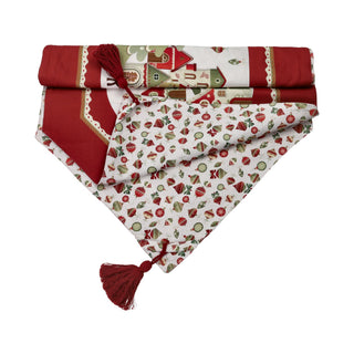 Brandani Kersttafelwegger Feestelijk Dorp Dubbelzijdig 45x140 cm Wit