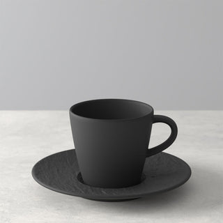Taza de café y platillo Villeroy &amp; Boch Manufacture Rock de porcelana negra