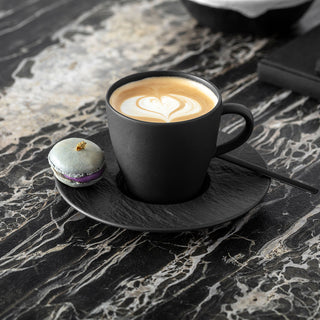 Villeroy & Boch Manufacture Rock Tazzina da Caffè con Piattino in Porcellana Nero