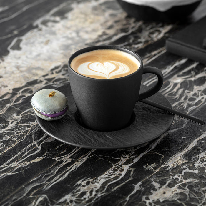 Villeroy & Boch Manufacture Rock Blanc Tazzina da Caffè con Piattino in Porcellana Nero