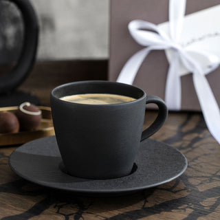 Villeroy &amp; Boch Manufacture Rock Coffee Cup and Saucer in Black Porcelain