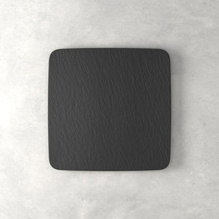 Villeroy &amp; Boch Manufacture Rock Set of 6 Square Gourmet Porcelain Plates 32x32 cm Black
