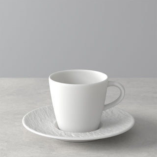 Taza de café y platillo de porcelana Villeroy &amp; Boch Manufacture Rock Blanc