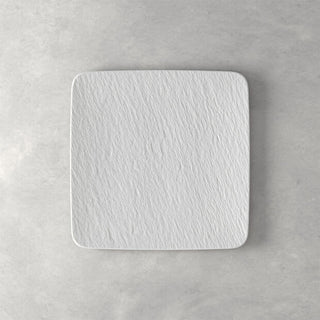 Villeroy & Boch Manufacture Rock Blanc Set 6 Piatti Gourmet Quadrati in Porcellana 32x32 cm Bianco