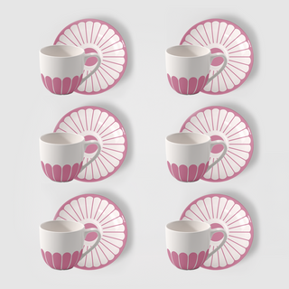 Villeroy & Boch Set 6 Tazzine da Caffè Fleur Cassis 70ml con Piattino in Porcellana