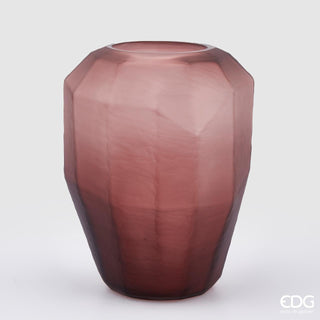 EDG Enzo De Gasperi Polyhedron Glass Vase H38 D29 cm Antique Pink