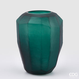 EDG Enzo De Gasperi Polyhedron Glass Vase H38 D29 cm Green