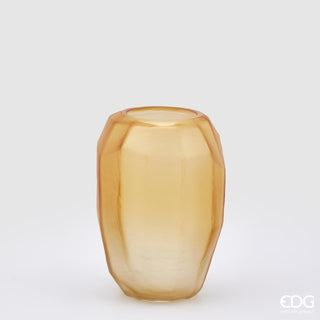 EDG Enzo De Gasperi Polyhedron Glass Vase H28 D19 cm Amber