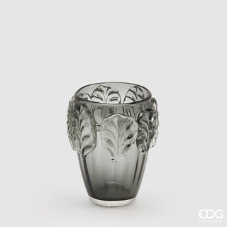 EDG Enzo De Gasperi Glass Vase with Leaves H23 cm Grey