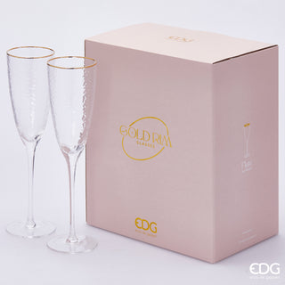 EDG Enzo De Gasperi Set of 6 Goldrim Flute Glasses 260 ml
