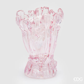 EDG Enzo De Gasperi Vaso Tulipano H30 D22 cm in Vetro Rosa