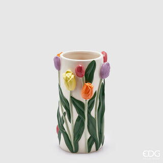 EDG Enzo De Gasperi Tulip Cylinder Vase H23 cm in Ceramic