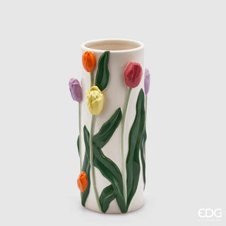 EDG Enzo De Gasperi Tulip Cylinder Vase H28 cm in Ceramic