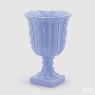EDG Enzo De Gasperi Tulip Vase Cup with Ceramic Foot H41 cm Indigo