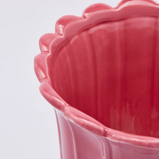 EDG Enzo De Gasperi Vaso Tulip Coppa con Piede in Ceramica H41 cm Rosa Antico