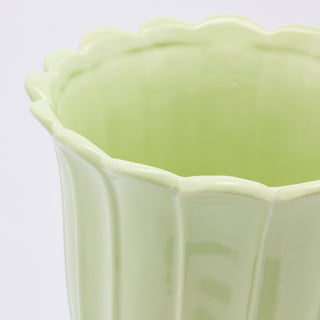 EDG Enzo De Gasperi Tulip Vase Cup with Ceramic Foot H35 cm Green