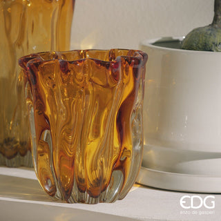 EDG Enzo De Gasperi Vaso Fluido in Vetro H23 cm Ambra