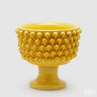 EDG Enzo De Gasperi Vaso Fenice Pigna con Piede H24,5xD28 cm Giallo