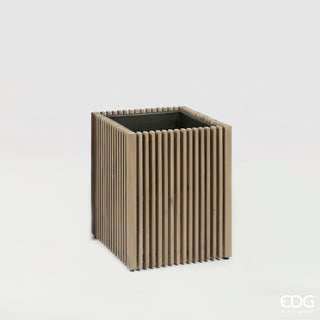 EDG Enzo De Gasperi Vaso Listelli Qudrato in Legno di Acacia Grey 50x42x42 cm