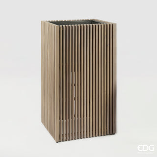 EDG Enzo De Gasperi Vaso Listelli Qudrato Alto in Legno di Acacia Grey 90x51x51 cm