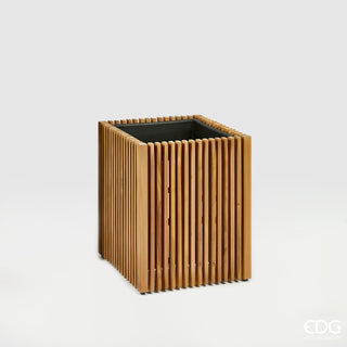 EDG Enzo De Gasperi Vaso Listelli Qudrato in Legno di Acacia Naturale 50x42x42 cm