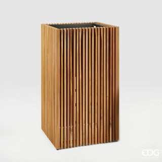 EDG Enzo De Gasperi Vaso Listelli Qudrato Alto in Legno di Acacia Naturale 90x51x51 cm