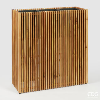 EDG Enzo De Gasperi Vaso Listelli Reattangolare Alto in Legno di Acacia Naturale 90x86x33 cm