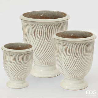 EDG Enzo De Gasperi Glasur Atlas Amphora Vase H37 D32 cm Weiß