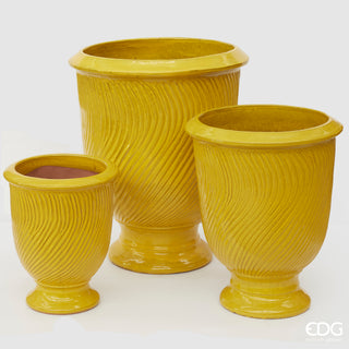 EDG Enzo De Gasperi Vaso Glaze Atlas Onde Coppa H37 D32 cm Giallo