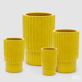 EDG Enzo De Gasperi Vaso Glaze Atlas Righe H37 cm Giallo