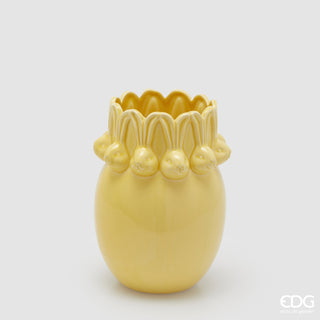 EDG Enzo de Gasperi Vaso Conigli Easter Bombato H24 cm Giallo