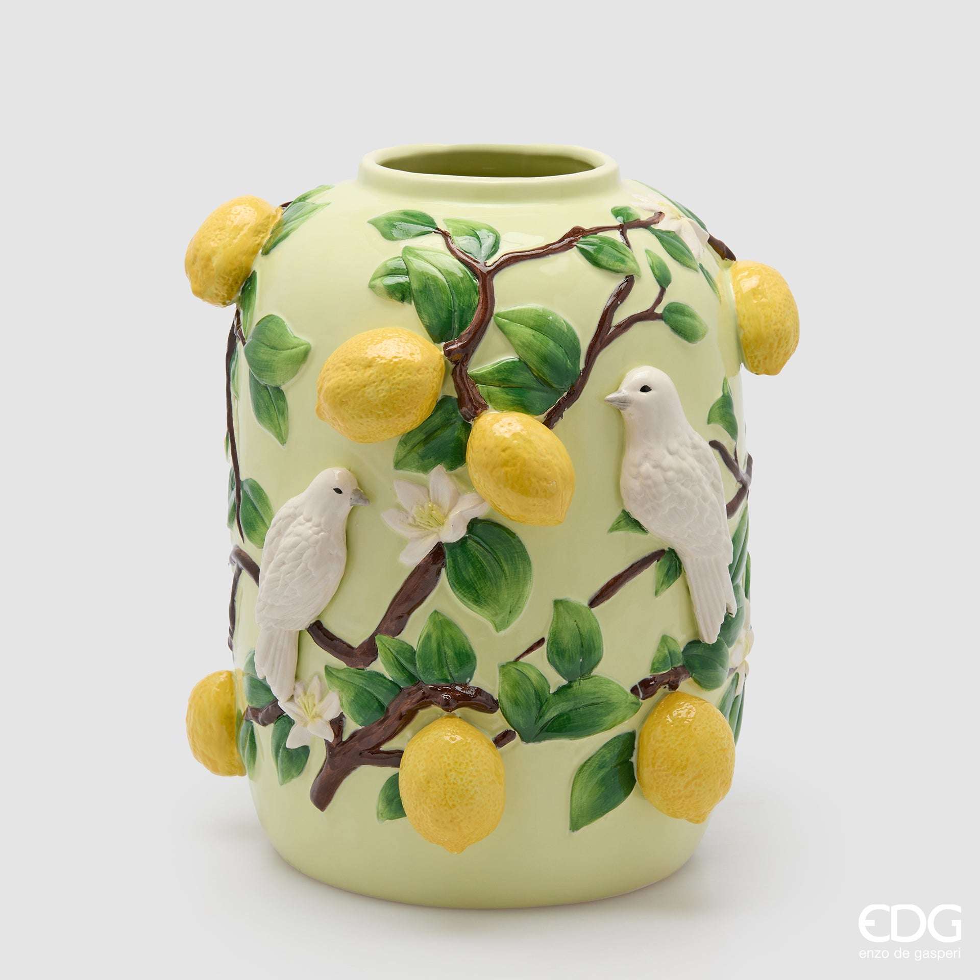 EDG Enzo de Gasperi Gebogene Zitronenvase H36 D30 cm Grün – Le Gioie