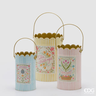 EDG Enzo De Gasperi Set 3 Vasi Righe Mix Cilindro con Manico