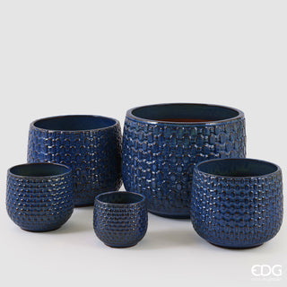 EDG Enzo De Gasperi Offerta Set 5 Vasi Cachepot Bombati Blue