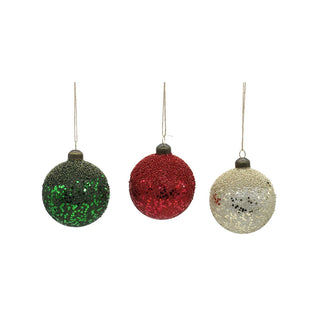 Vetur Set 3 Palle di Natale Glitter in Vetro D10 cm