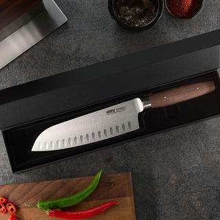 Gefu Enno Santoku Knife with 18 cm Blade Forged in Stainless Steel