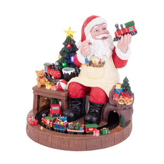 Andrea Bizzotto Decorazione Babbo Natale Cleveland con Pino e Led H41 cm