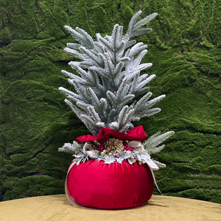 Árbol de Navidad Lena Flowers con base de terciopelo rojo Al. 70 cm