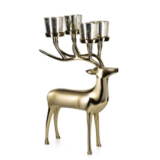 Andrea Bizzotto Portacandela 4 pezzi Glower Testa Renna Oro H38 cm