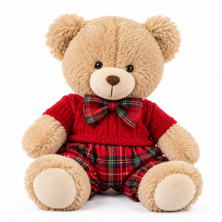 Fiori di Lena Orsetto in Peluche Grande con Vestito e Spilla Rosso H40