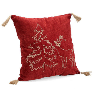 Andrea Bizzotto Herbert Bordeaux Weihnachtskissen mit Fransen 45x45 cm