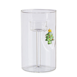 Andra Bizzotto Portacandela Vetro Lavish Pino H15 D9