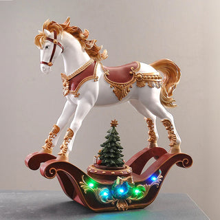 Vetur Decorazione Cavallo a Dondolo con Led in Resina H37 cm