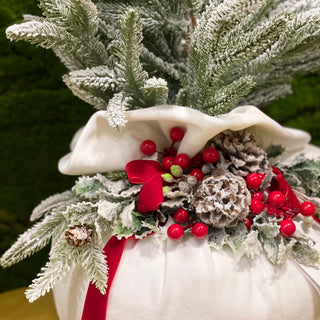 Fiori di Lena Albero di Natale con Base in Velluto Bianco H70 cm