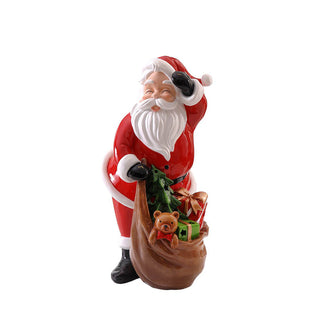 Vetur Babbo Natale con Sacco dei Regali in Resina H38 cm