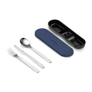 Set Fiambrera Guzzini con Cubiertos de Viaje Store&amp;Go Azul