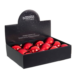 Andrea Bizzotto Box 12 Palline di Natale Vetro Rosso D8 cm