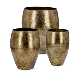 Andrea Bizzotto Set of 3 Bimala Gold Vases 36.5H 40.5H 45H