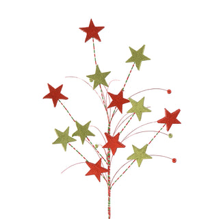 Vetur Decorazione Ramo Stelle H85 cm Rosso e Verde